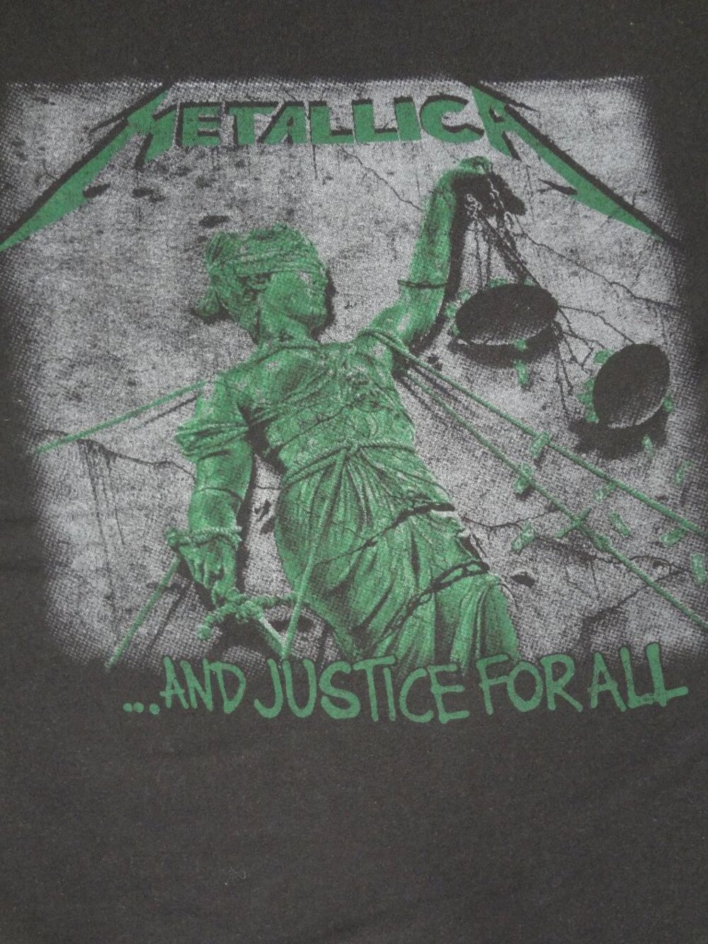 METALLICA ... AND JUSTICE FOR ALL GREEN LADY JUSTICE - BLACK XL T-SHIRT L906